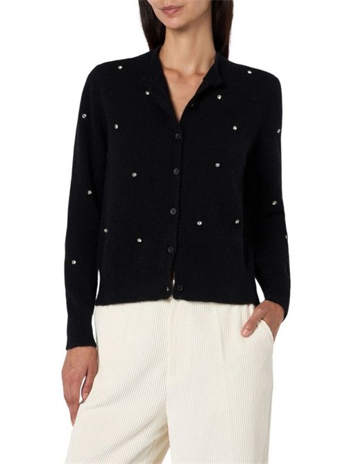 cardigan donna bellamy strass nero MC2 Saint Barth | BELLAMY ALPACA00 strass